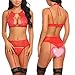 Avidlove Women Lace Lingerie Set With Garter Belts Teddy Babydoll Bodysuit Red L
