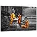sechars - Modern Canvas Art Wall Decor Novices Monk Vipassana Meditation at Front of Buddha Wall Art Painting Giclee Print Stretched and Framed Ready to Hang Home Salon Zen Yoga Room Decoration