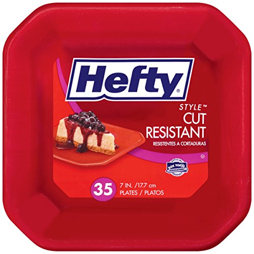 Hefty Style Square Cut Resistant Foam Plates (Red, 7-Inch, 35-Count, Pack of 6)