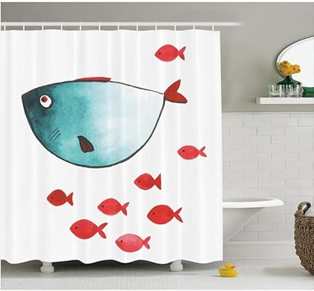 Yiciyici Ocean Animal Decor Rideau De Douche Mignon Poisson Chubby
