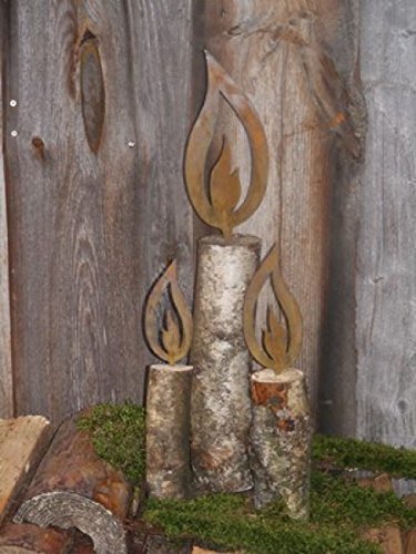 Edelrost Metall Flammen In 4 Er Set Weihnachtsdeko Rostig Kerzen Rostoptik