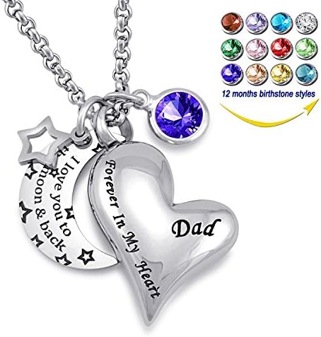 YOUFENGUrn Necklaces for Ashes I Love You to The Moon and Back for Dad Cremation Urn Locket Birthstone Jewelry