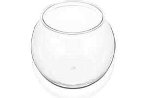 POPETPOP Plastic Aquarium Betta Fish Tank: Large Clear Fishbowl Goldfish Bowl - Tank Vase Pot Clear Bubble Planter with Break Resistant for Home décor Wedding Event Party 8.67 x 6.89 Inches