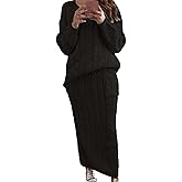 CHARTOU Women's Winter Chunky Cable Knit Long Skirt 2 Piece Outfit Sweater Sets