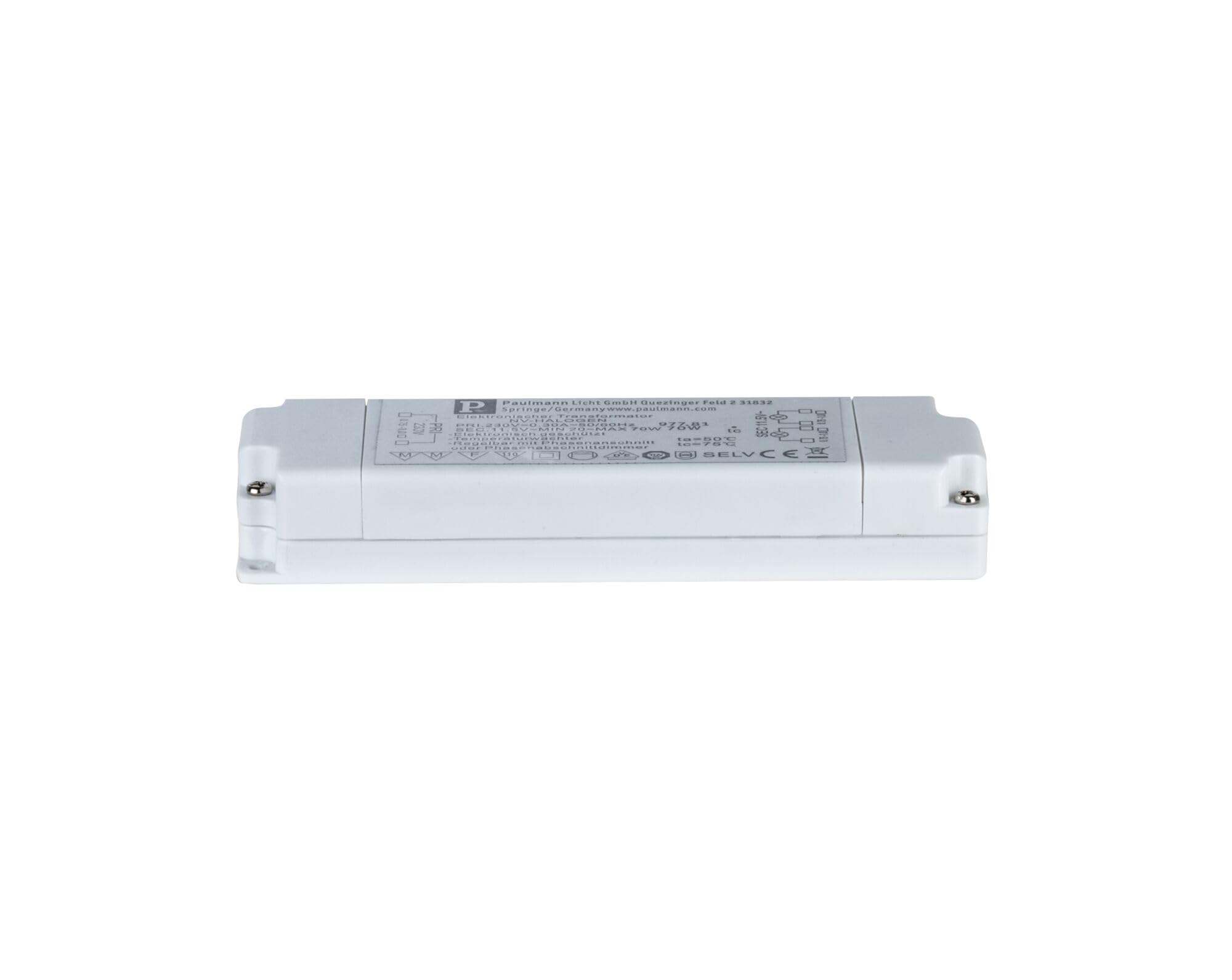 Paulmann 97781 Electronic Transformer Max. 20-70 Watt Dimmable Ballast White Driver Plastic Driver