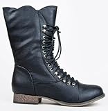 Breckelle's GEORGIA-84 / 24 / 34 Women Military Style Lace Up Mid Calf Combat Fighting Boot