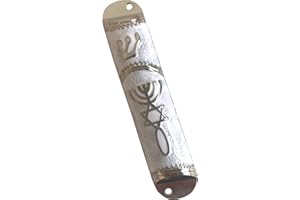 Holy Land Market Messianic Seal Mezuzah Case - 4.1 in, White Silver Frame, with Scroll Included, Messianic Mezuzah