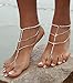 Bienvenu 2pcs Crystal Anklets for Beach Barefoot Sandals Wedding Vacation,Silver