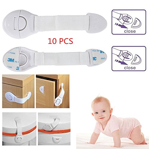 TOPmountain Child Infant Baby Safety Lock Latch 10 pcs Cupboard Cabinet Door Drawers Safety Lock Child Safety Locks