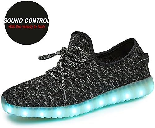 SenNi Unisex Shining LED Shoes Light Up USB Charging Flashing Sneakers SNSHOE033-Black-40