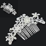 NYF Charm Bridal Wedding Silver Crystal Rhinestones Pearls Women Hair Comb Clip Hot
