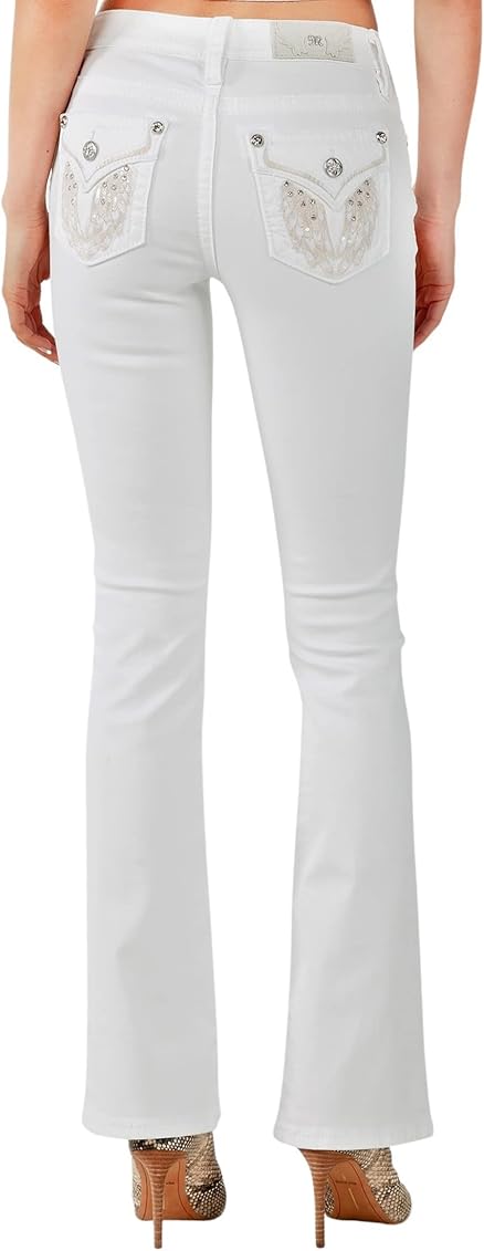 Faux Flap Pocket Boot Cut Jeans 