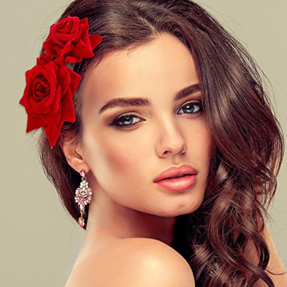 Side Combs 2 Pack Rose Flower Hair Clip Women Accessories Wedding