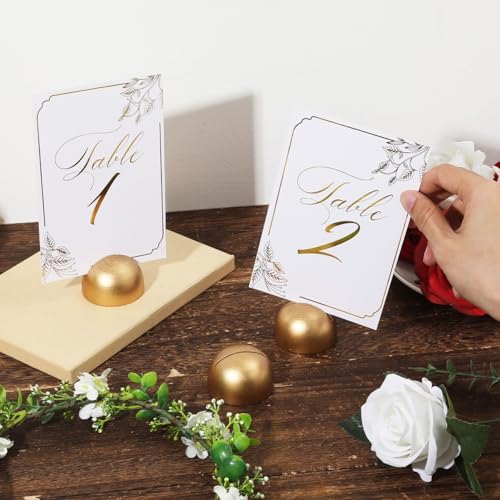 Round Table Number Stands, Modern Place Card Holders for Weddings, Parties, Events, Dinners, Elegant Gold Desk Decor, Stylish and Durable Tables Number Holders (12-Piece,Gold)