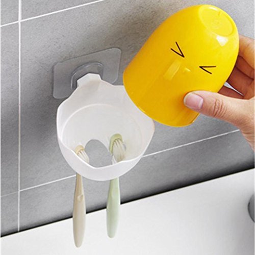Nacome Home Kitchen Bathroom Toothbrush Holder Tooth Brush Cup-No trace Rackp (Yellow)