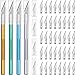 BBTO 4 Pcs Craft Knife Hobby Knife with 40 Pieces Stainless Steel Blades Kit for Cutting Carving Scrapbooking Art Creation(Yellow, Green, Blue, Silver)