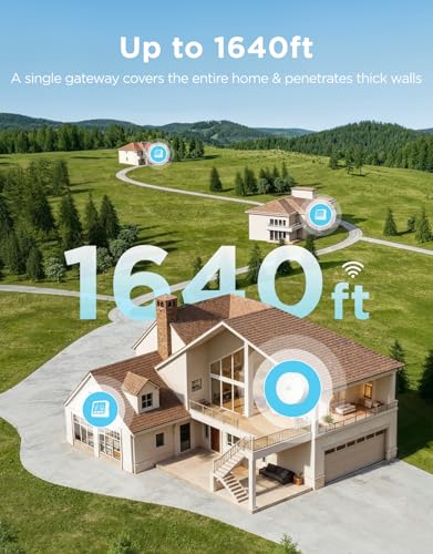 GoveeLife WiFi Thermometer Hygrometer 5-in-1, Large LCD 3-Pack with Gateway | Temperature and humidity monitor with weather station, remote sensor, indoor thermometer for home baby room greenhouse