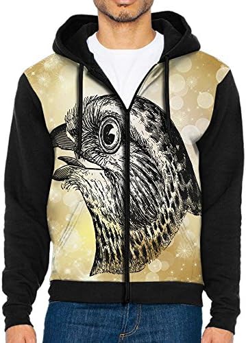 bird's Head With Beak Black Art Men Fashion Sports colorful Hoodies Men With Hat Pocket Hit Color Sweater