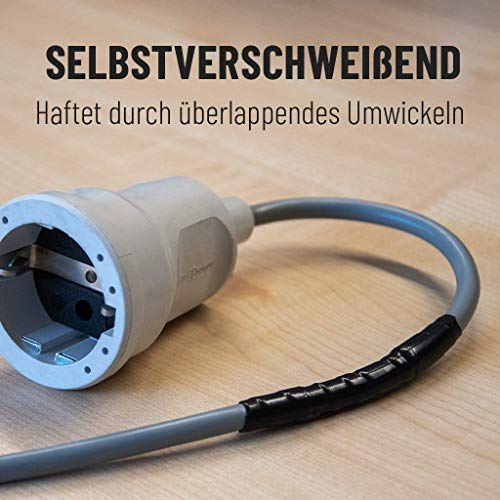 ABSINA selbstverschweißendes Isolierband 25 mm x 3 m - 6er Pack Silikonband schwarz für Wasser & Luft - Dichtungsband… – Bild 4