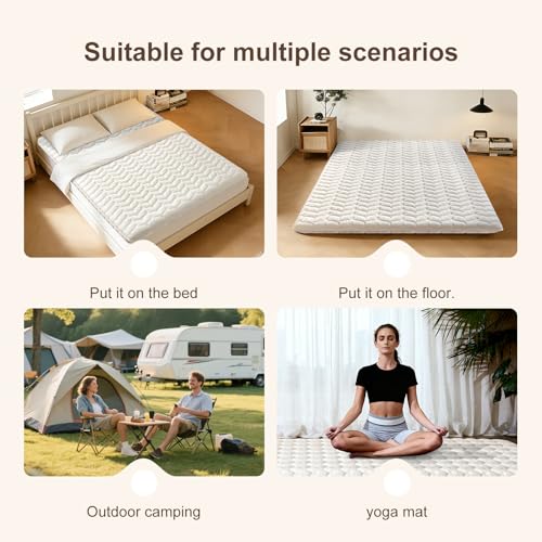 Premium Japanese Floor Mattress Twin Size 80"x 39", Extra Thick Futon Mattress with 100% High Density Foam - Ideal for Comfort and Support, Portable Tatami Mat Sleeping Pad for Guest Room, Dormitory