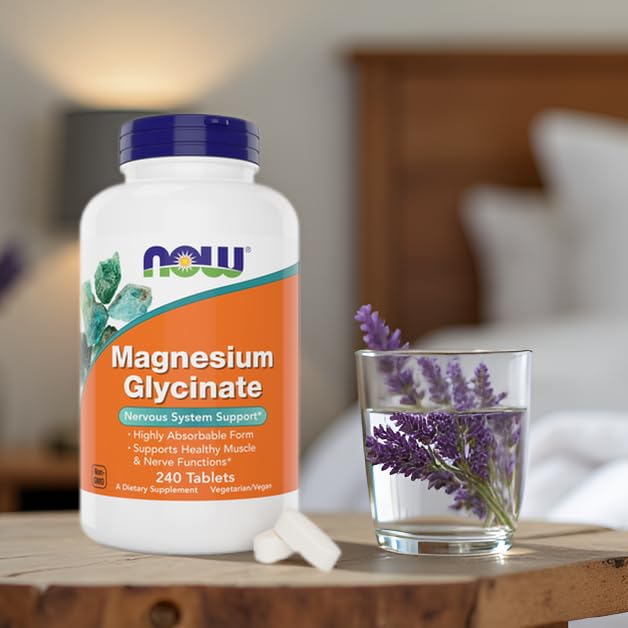 Now Foods Magnesium Glycinate, 240 Tablets - Supports Healthy Muscle and Nerve Functions - Non-GMO