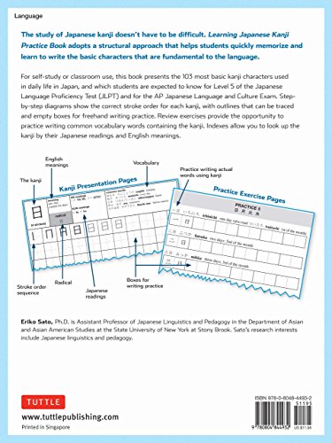 Learning Japanese Kanji Practice Book Volume 1 Jlpt Level - 