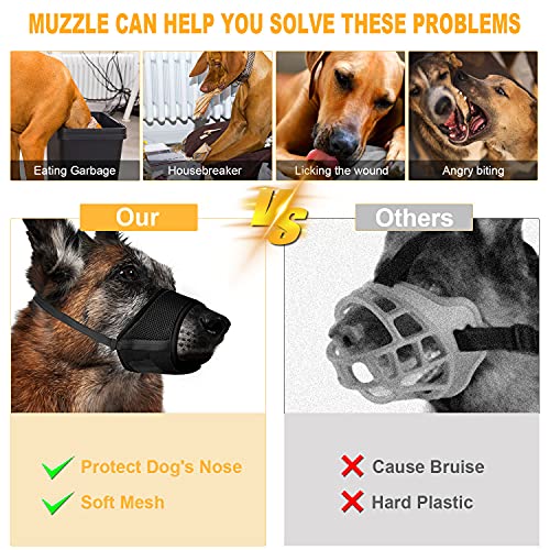 FAYOGOO Dog Muzzles, Soft Nylon Muzzle for Large Dog, Air Mesh Breathable Drinkable and Adjustable Loop, Puppy Muzzles… - Image 3
