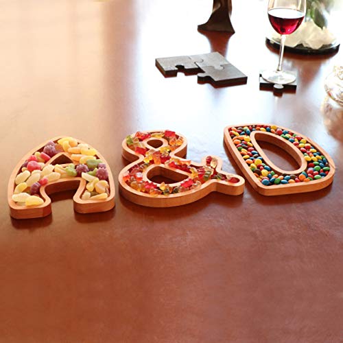 Wooden Letter I Candy Dish, Monogram Nut Bowl, Snack, Cookie, Cracker Serving Plate, Decorative Display, Home Accessory, Unique Gift Idea, for Date, Baby Shower, Birthday Party, Large Size