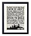 New York Landmarks Skyline and Typography, Vintage Dictionary Art Print, Antique Wall Art Home Decor, Modern Boho Poster, Farmhouse Decoration Living Room Bedroom Office 8x10 Inches, Ready To Frame
