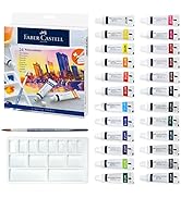 Faber-Castell Watercolor Paint Set - 24 Tubes of Liquid Watercolors (9ml) and Mixing Paint Palett...
