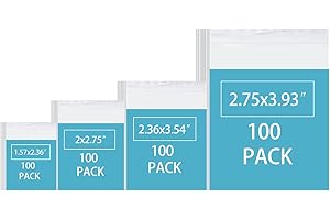 RKZCT Small Plastic Bags, 400 PCS Mini Baggies, 4 Assorted Sizes, Transparent Jewelry Bags Reclosable, Clear Zip lock Bags, Resealable Poly Bags for Pill, Beads, Screws, Packaging
