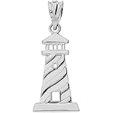 Claddagh Gold Unique Lighthouse Charm Pendant in Sterling Silver