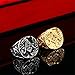 PAMTIER Men's Stainless Steel Masonic Ring Vintage Biker Freemason Band Gold Size 9
