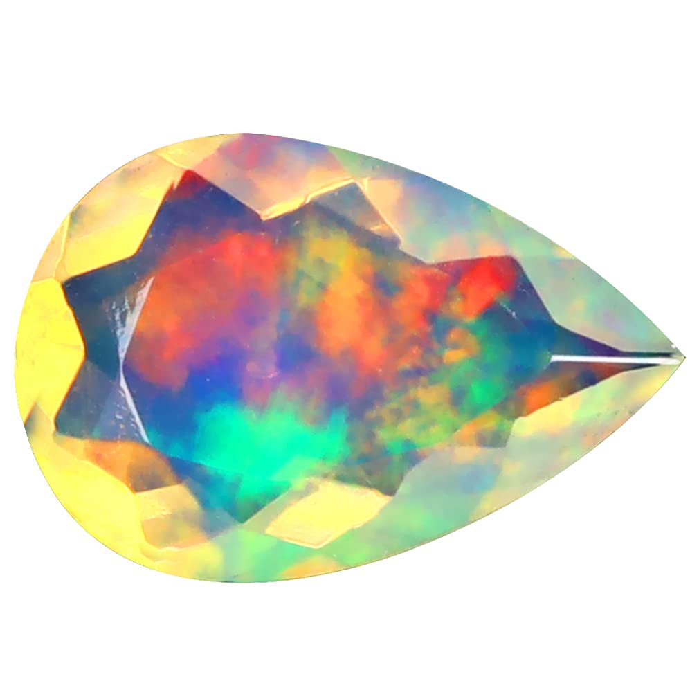 1.96 ct PEAR (13 X 9 MM) FLASHING 360 DEGREE MULTICOLOR RAINBOW ETHIOPIAN OPAL LOOSE GEMSTONE