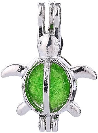 ZEEWELY 10pcs sea turtle Silver plating Bead Cage Locket Pendant - Add Your Own Pearls, Stones, Rock to Cage,Add Perfume and Essential Oils to Create a Scent Fragrance Oil Diffusing Pendant Charms.