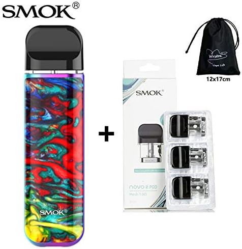 SMOK NOVO 2 KIT 800mAh Built-in Battery 2ml Refillable Pod System Vape Pen Starter Kit Come with Extra 3pcs Novo 2 Mesh 1.0 Pods No Nicotine (7-Color)