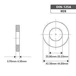 M24 x 44mm OD Flat Washer, 18-8 (304) Stainless