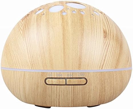 Essential Oil Diffuser, 300ml Aroma Diffuser with Adjustable Cool Mist Mode 7 Color LED Lights and Waterless Auto Shut-off (Wood grain)