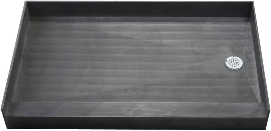 Tile Redi 3460R-PVC Single Curb Shower Pan with Integrated Right PVC Drain, 34-Inch Depth by 60-Inch Width