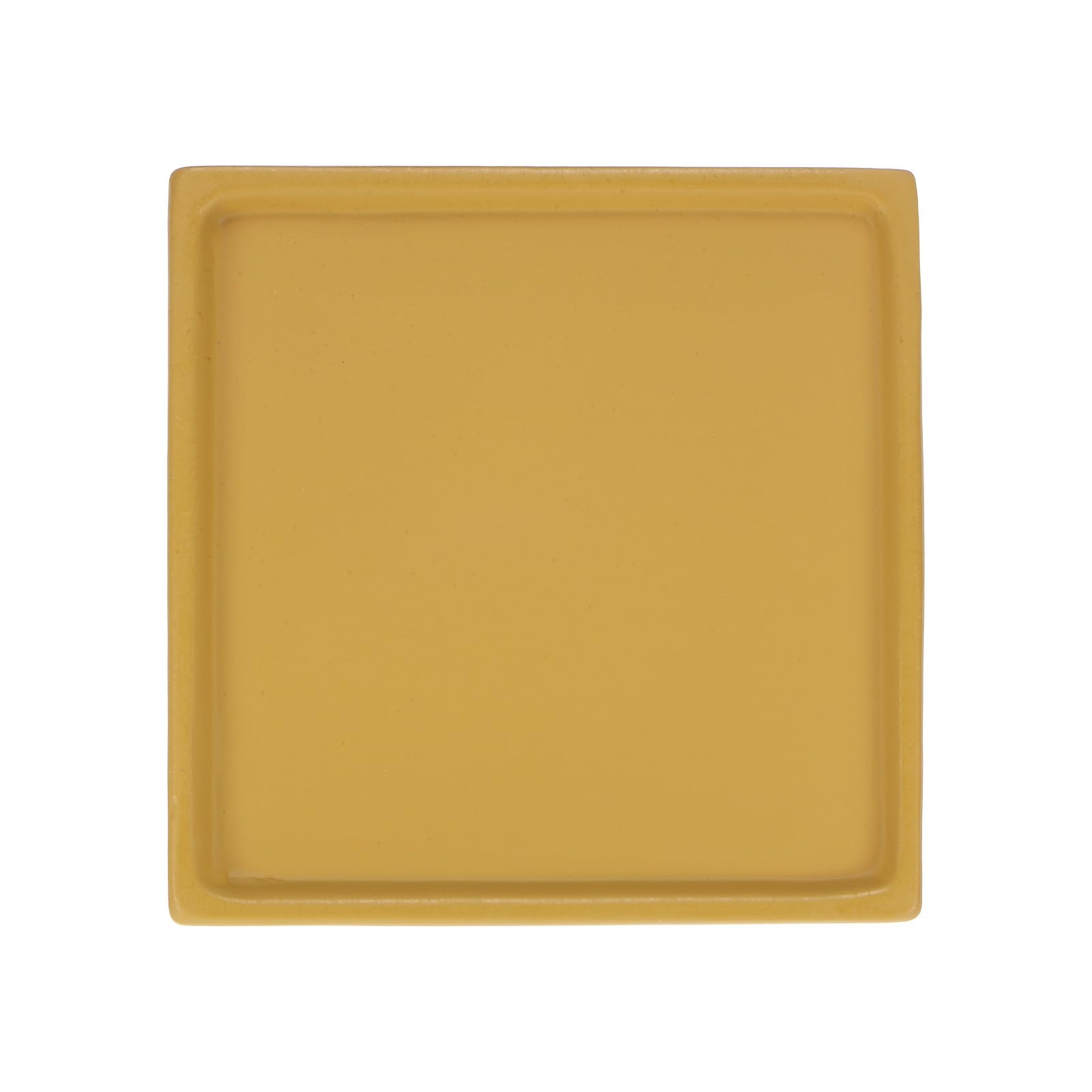 M METERXITY Ceramic Plant Saucer, 5 Inch Plant Water Catcher Tray, Plant Pot Saucers for Indoor/Outdoor Plants/Flower Drainage Drip Water Tray [Square Yellow]