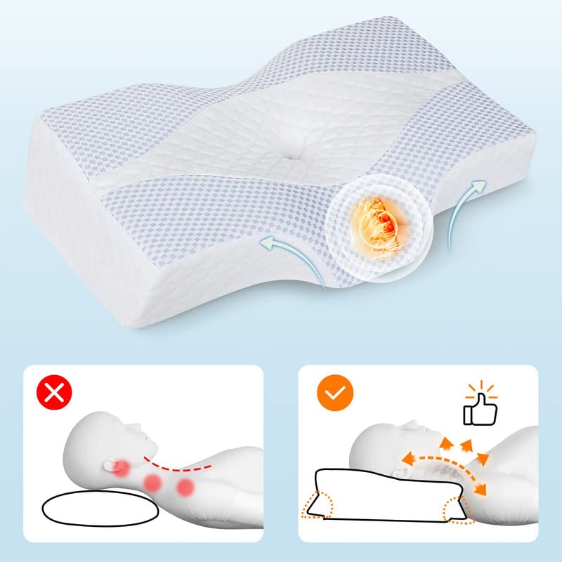 Neck Pillows for Sleeping, Odorless Memory Foam Side Sleeper Pillow