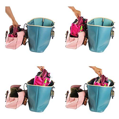Focussexy Handbag Organizer Multi Pocket Purse Tote Sky Blue
