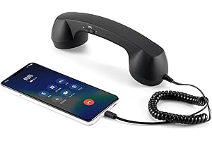 ENJOY-UNIQUE Retro Telephone Handset Receivers Headphones for Mobile Phone, Tablet, Laptop, Headset with Comfortable Call, USB-C Interface, with Answer Button, Suitable for Elderly Parents