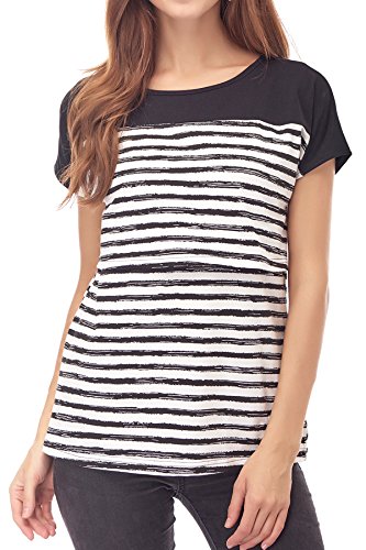 Smallshow Women's Maternity Nursing Tops Breastfeeding T-Shirt Medium Black