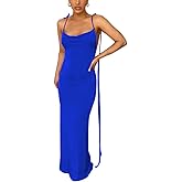RARITYUS Women's Sexy Cowl Neck Backless Maxi Dress Elegant Satin Bowknot Long Dress Cocktail Party Evening Gown