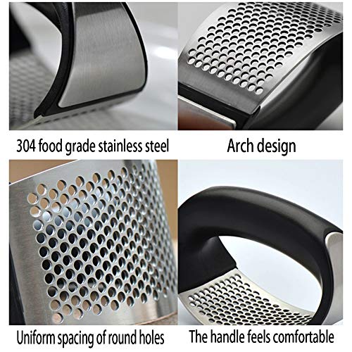 Garlic Press Rocker Stainless Steel Garlic Ginger Crusher Squeezer with Ergonomic Handle for Kitchen, Easy to Clean,Dishwasher safe