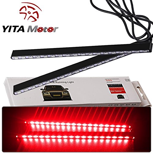 YITAMOTOR 2 X Red High Power 5630 18-SMD Slim COB LED DRL Daylight Driving Daytime Running Light Lamp for All Vehicles with 12V Power