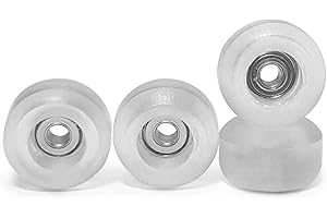 CNC Polyurethane Fingerboard Bearing Wheels, Clear - Set of 4 Wheels - Durable Material with a Hard Durometer - Teak Tuning