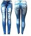 David-J Premium Blue Denim Stretch Jeans Destroy Skinny Ripped Distressed Pants