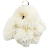 jtkdxqs Soft Cute Bunny Keychain Artificial Rabbit Fur Plush Fluffy Pom pom Key Ring for Women